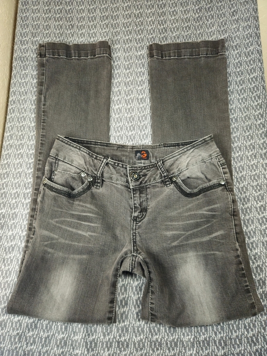 Guess Denim - Guess Women’s Gray Faded Skinny Jeans Intricate Back Lace Gems Low Rise Y2K VTG